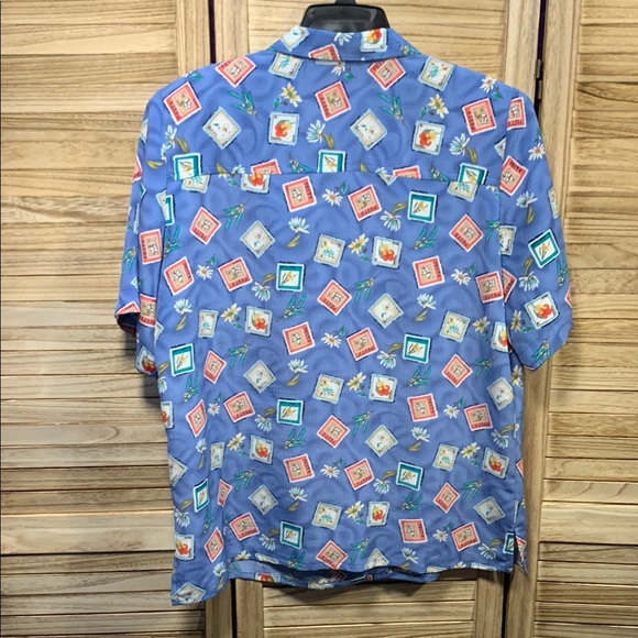 TanJay Blue Casual Button Down Shirt with Playful Print Size 14 - Picture 4 of 5